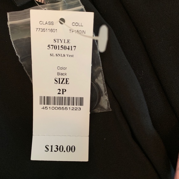 White House Black Market Sz 2 Petite Black Vest - Picture 7 of 8